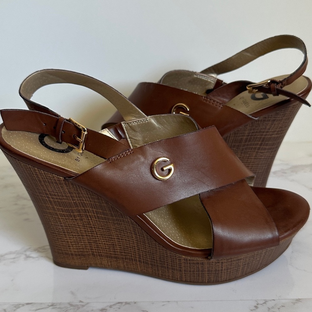 GUESS - Brown Wedge Sandals